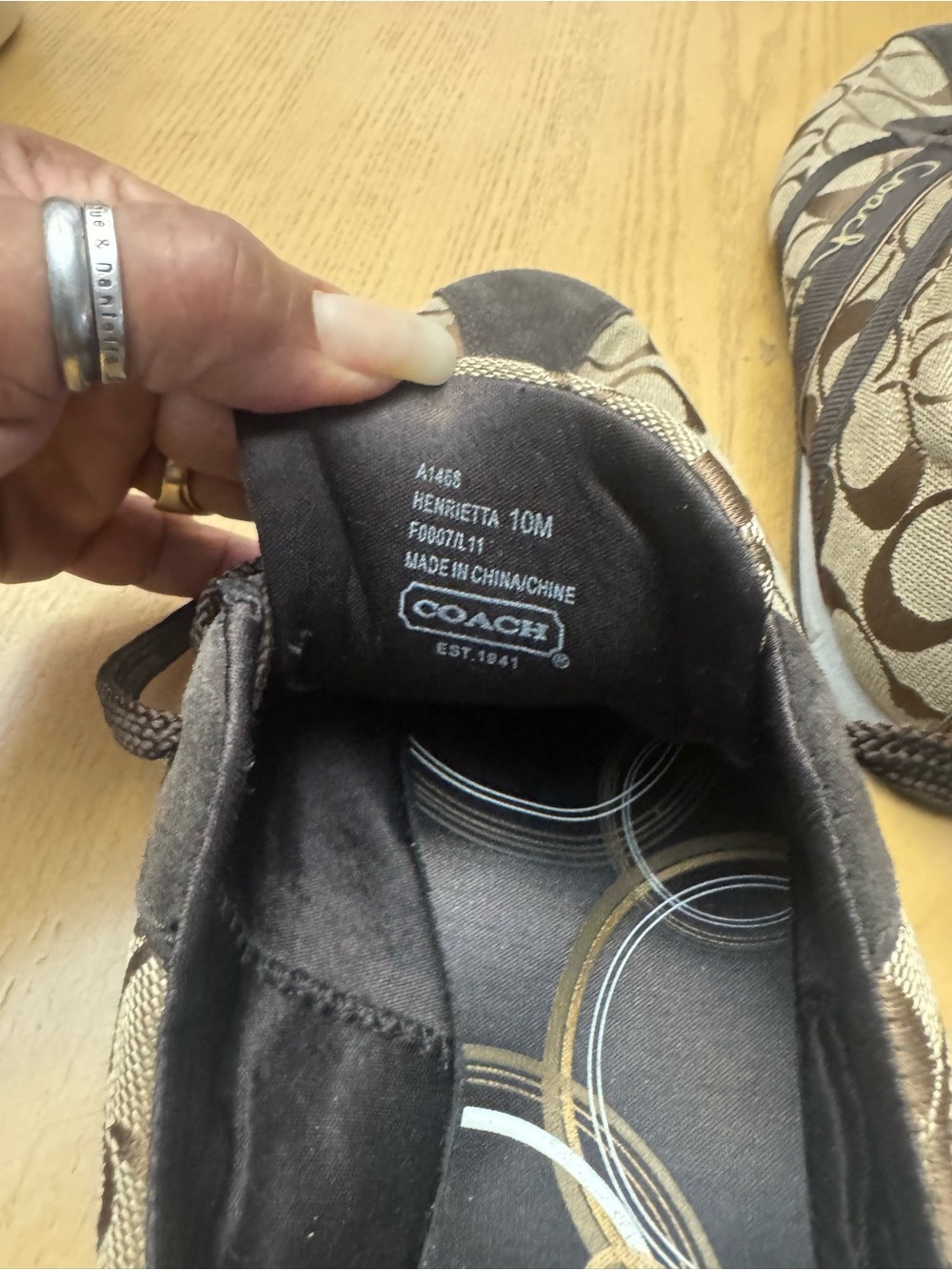 Size 10 Coach Signature Slip-On Sneakers in Brown and Tan
